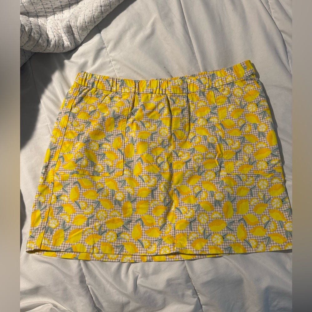 Lands' End Yellow Lemon Pattern Mini Skirt